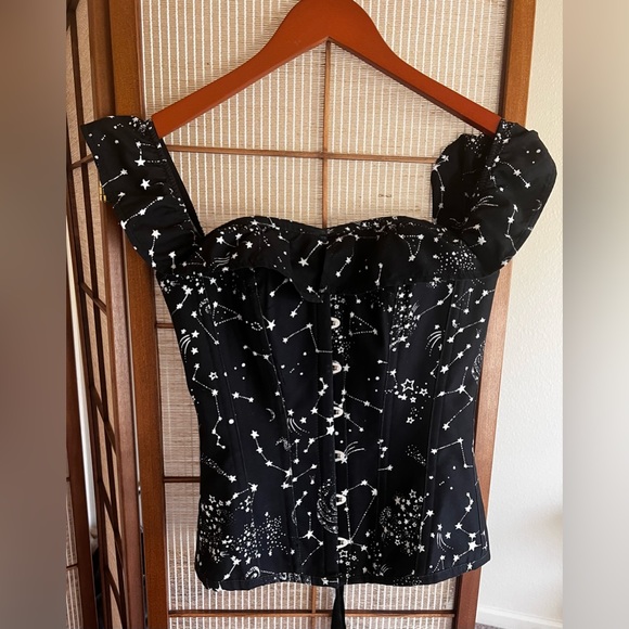 corset story Tops - Corset Story COTTON ASTRONOMY PRINT SLEEVED CORSET TOP